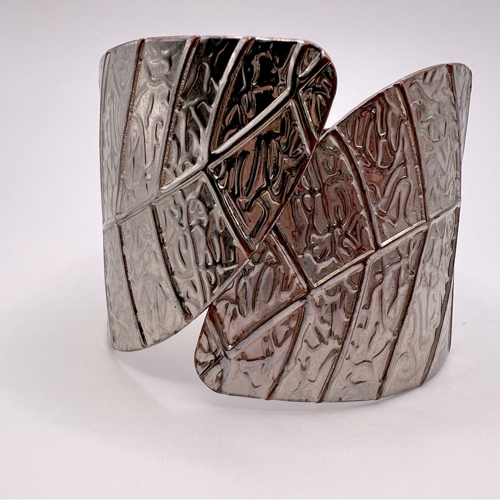 Silver Tone Leaf Cuff Bracelet
